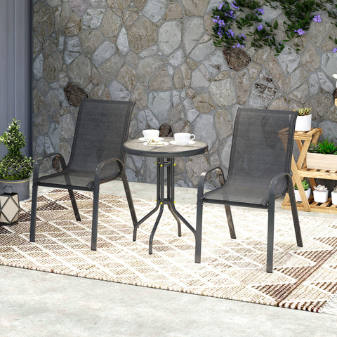 Rootz 3-Part Garden Furniture Set - Outdoor Table - Patio Chairs - Space-Saving - Chairs: 54x71x93cm, Table: Ø60x71cm