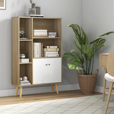 Rootz Scandinavian Bookcase - Storage Furniture - 5 Niche Cabinet - Elegant Design - 80L x 23.5W x 123H cm