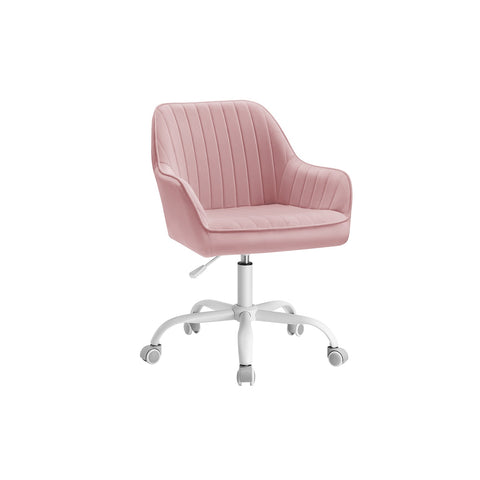 Rootz Velvet Office Chair - Desk Chair - Rolling Chair - Memory Foam Padding - 64cm x 62cm x (80-90)cm - Pastel Pink