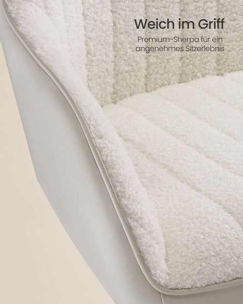 Rootz Upholstered Office Chair - Cappuccino Beige - Cloud White - Steel Frame - Sherpa - Faux Leather - Ergonomic Design - 62cm x 62cm x (83.5-93.5cm)