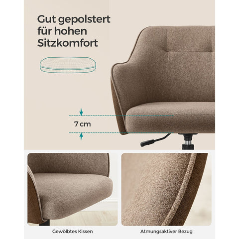 Rootz Swivel Chair - Lounge Chair - Rolling Seat - Ergonomic Design - 69 x 65 x 83-93cm - Steel Frame - Plywood - Foam Padding