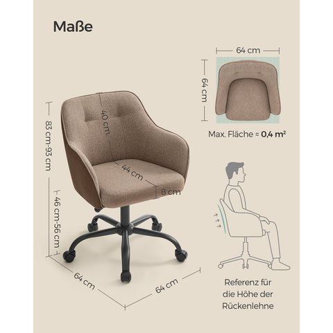 Rootz Swivel Chair - Lounge Chair - Rolling Seat - Ergonomic Design - 69 x 65 x 83-93cm - Steel Frame - Plywood - Foam Padding
