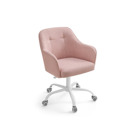 Rootz Swivel Chair - Pink Accent Chair - Rolling Armchair - Steel Frame - Foam Padding - Cotton Linen Blend - 69cm x 65cm x (83-93cm) - Comfortable Seating - Easy Mobility - Stylish Design