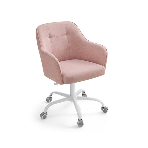 Rootz Swivel Chair - Pink Accent Chair - Rolling Armchair - Steel Frame - Foam Padding - Cotton Linen Blend - 69cm x 65cm x (83-93cm) - Comfortable Seating - Easy Mobility - Stylish Design
