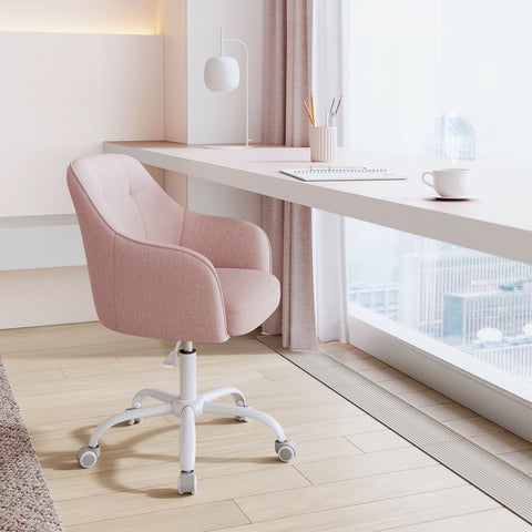Rootz Pink Swivel Chair - Office Chair - Rolling Chair - Steel Frame - Foam Padding - 69cm x 65cm x (83-93cm) - Adjustable Height