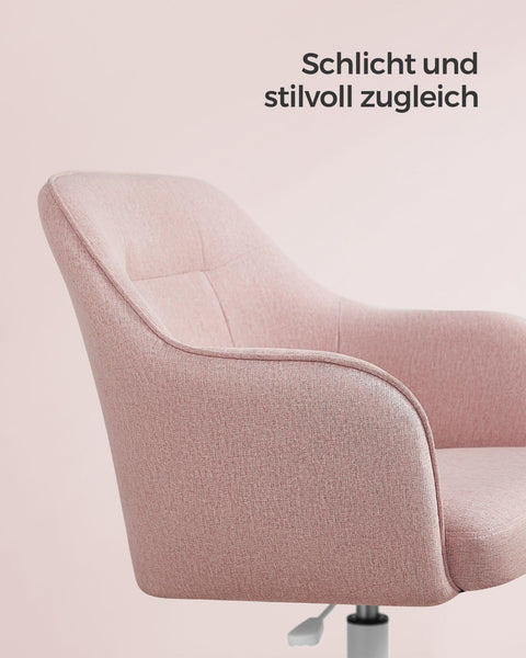 Rootz Swivel Chair - Pink Accent Chair - Rolling Armchair - Steel Frame - Foam Padding - Cotton Linen Blend - 69cm x 65cm x (83-93cm) - Comfortable Seating - Easy Mobility - Stylish Design