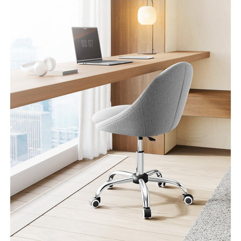Rootz Gray Swivel Chair - Ergonomic Chair - Rolling Chair - Steel Frame - Cotton-Linen Blend - Portable - 60cm x 60cm x 80-90cm