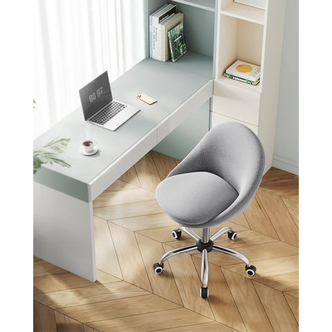 Rootz Gray Swivel Chair - Ergonomic Chair - Rolling Chair - Steel Frame - Cotton-Linen Blend - Portable - 60cm x 60cm x 80-90cm