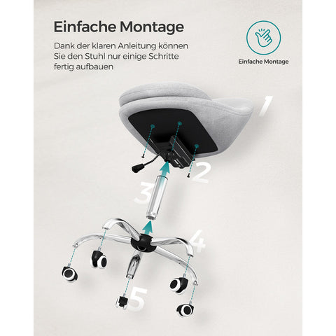 Rootz Gray Swivel Chair - Ergonomic Chair - Rolling Chair - Steel Frame - Cotton-Linen Blend - Portable - 60cm x 60cm x 80-90cm