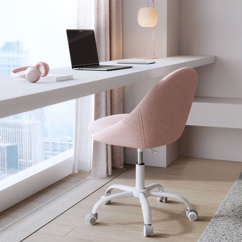 Rootz Swivel Chair - Pink - Comfortable Seat - Ergonomic Design - Steel Frame - Cotton-Linen Blend - 60cm x 60cm x (80-90cm)