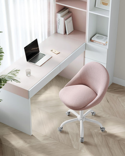 Rootz Swivel Chair - Pink - Comfortable Seat - Ergonomic Design - Steel Frame - Cotton-Linen Blend - 60cm x 60cm x (80-90cm)
