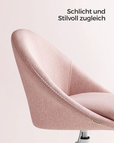 Rootz Swivel Chair - Pink - Comfortable Seat - Ergonomic Design - Steel Frame - Cotton-Linen Blend - 60cm x 60cm x (80-90cm)