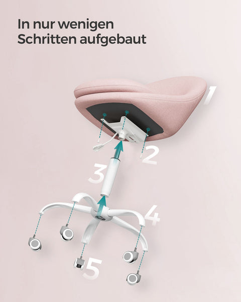 Rootz Swivel Chair - Pink - Comfortable Seat - Ergonomic Design - Steel Frame - Cotton-Linen Blend - 60cm x 60cm x (80-90cm)