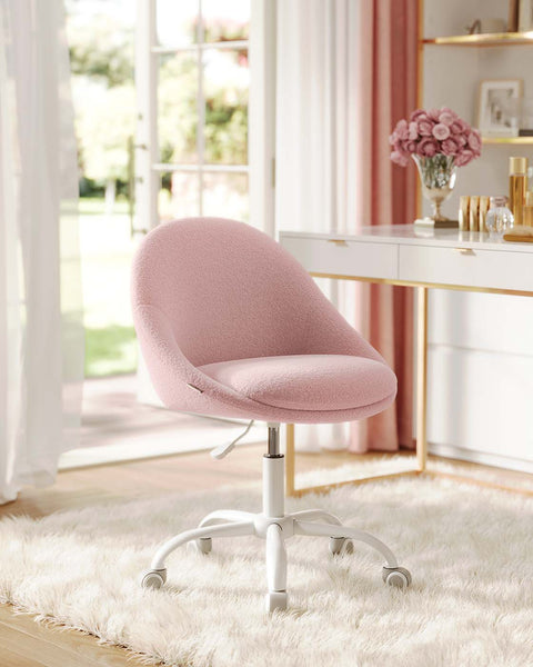 Rootz HomeOffice Swivel Chair - Fleece Chair - Ergonomic Seat - Adjustable Height - 60x60x80-90 cm - Pink