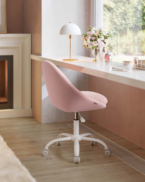 Rootz HomeOffice Swivel Chair - Fleece Chair - Ergonomic Seat - Adjustable Height - 60x60x80-90 cm - Pink