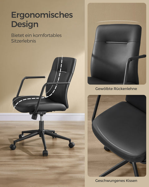 Rootz Big Comfy Office Chair - Desk Chair - Ergonomic Seat - Heavy Duty - Steel Frame - 60cm x 60cm x 93-103cm