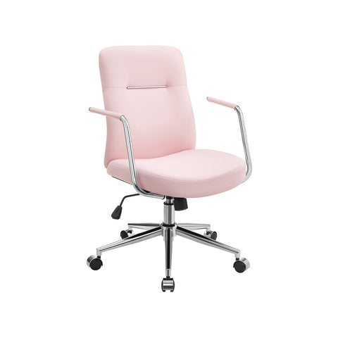 Rootz Pastel Pink Office Chair - Steel Frame - Foam Seat - PU Cover - Adjustable Height - 60cm x 60cm x (93-103cm)