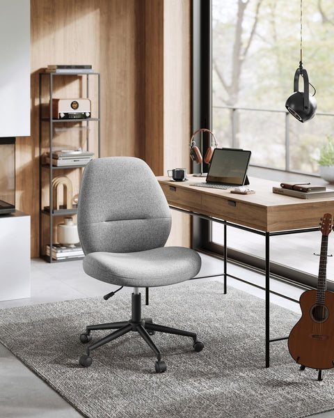 Rootz Dove Gray Desk Chair - Office Chair - Steel Base - Cotton-Linen Blend - Ergonomic Seat - 59cm x 62cm x (86.5-94.5)cm