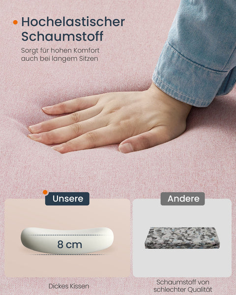 Rootz Rocking Desk Chair - Pastel Pink - Swivel Chair - Ergonomic - 59cm x 62cm x 94.5cm - Steel Frame - Cotton-Linen Blend - Foam - Plywood