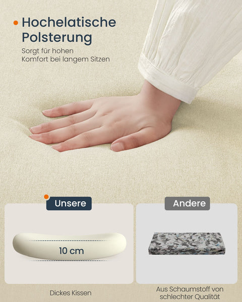 Rootz Ergonomic Office Chair - Wide Seat - Cream White - Steel Frame - Cotton-Linen Blend - Adjustable Height - 70cm x 70cm x 82-90cm