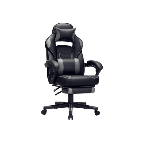 Rootz Gaming Chair - Racing Style Chair - Liggende bureaustoel - Zwart-grijs - PU-kunststof - Schuim met hoge dichtheid - Staal - Nylon - 67 cm x 66 cm x 126 cm - Comfortabel zitkussen - Verstelbare voetsteun - Ergonomisch ontwerp