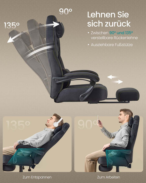 Rootz Black Gaming Chair - Ergonomic Office Seat - Adjustable Computer Chair - Velvet Finish - 72.4 x 69.7 x (118-128) cm