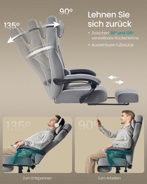 Rootz Gaming Chair - Ergonomic Office Chair - Recliner - Comfort Seating - Velvet Fabric - 72.4 x 69.7 x (118-128) cm