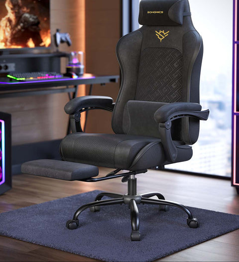 Rootz Ergonomic Gaming Chair - Office Seat - Spring Cushion - Enhanced Comfort - Black - 70 x 70 x (123.5-133) cm