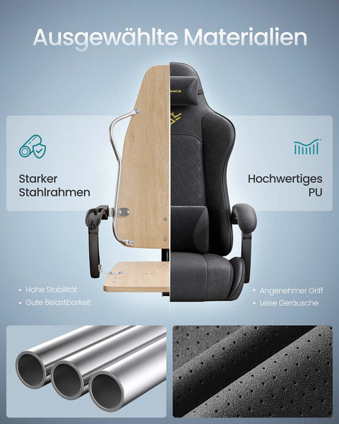 Rootz Ergonomic Gaming Chair - Office Seat - Spring Cushion - Enhanced Comfort - Black - 70 x 70 x (123.5-133) cm
