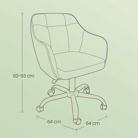 Rootz Office Swivel Desk Chair - Ergonomic Chair - Task Chair - Comfort & Style - 64 x 64 x (83-93) cm