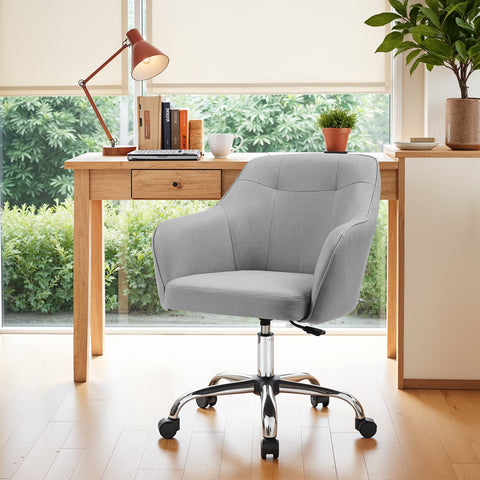 Rootz Office Chair - Swivel Chair - Desk Chair - Adjustable Comfort - 65 x 69 x (83-93) cm - 45-55 cm Seat Height - Grey Linen Finish