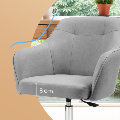 Rootz Office Chair - Swivel Chair - Desk Chair - Adjustable Comfort - 65 x 69 x (83-93) cm - 45-55 cm Seat Height - Grey Linen Finish
