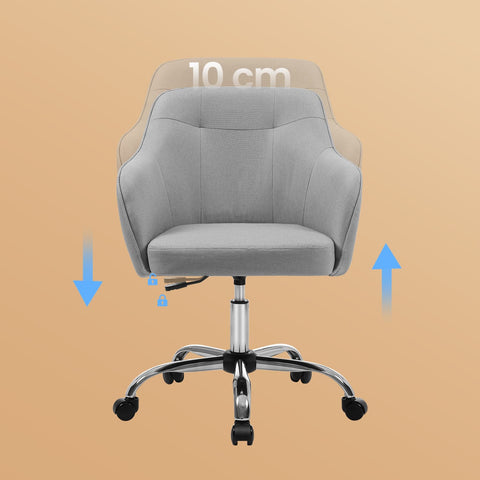 Rootz Office Chair - Swivel Chair - Desk Chair - Adjustable Comfort - 65 x 69 x (83-93) cm - 45-55 cm Seat Height - Grey Linen Finish