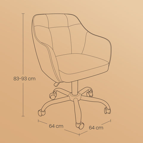Rootz Office Chair - Swivel Chair - Desk Chair - Adjustable Comfort - 65 x 69 x (83-93) cm - 45-55 cm Seat Height - Grey Linen Finish