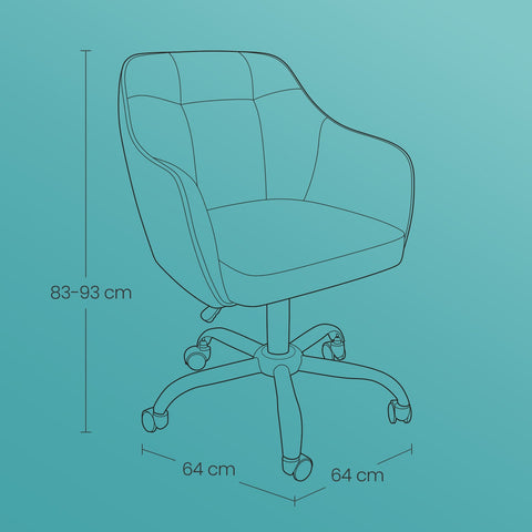 Rootz Office Chair - Swivel Chair - Desk Chair - Ergonomic Comfort - 64cm x 64cm x (83-93)cm - Dark Brown