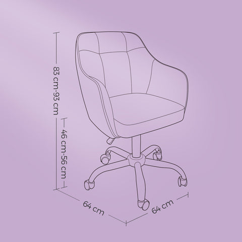 Rootz Home Office Chair - Swivel Chair - Desk Chair - Ergonomic Comfort - 64cm x 64cm x (83-93)cm