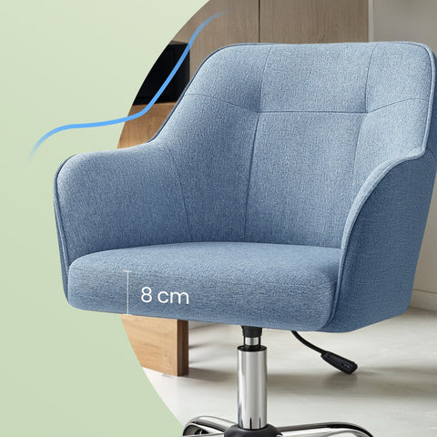 Rootz Office Chair Swivel Chair Desk Chair - Ergonomic Support - 64 x 64 x (83-93) cm - Blue