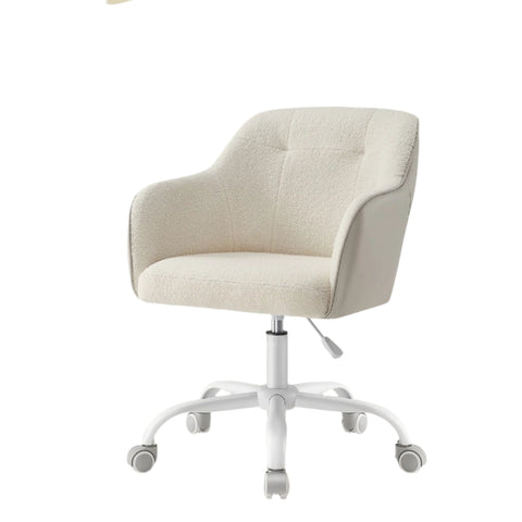 Rootz Swivel Office Chair - Desk Chair - Ergonomic Seat - Comfort Foam - 64x64x(83-93)cm - white Sherpa Fabric