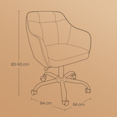 Rootz Swivel Office Chair - Desk Chair - Ergonomic Seat - Comfort Foam - 64x64x(83-93)cm - white Sherpa Fabric
