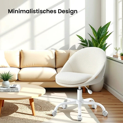 Rootz Home Office Chair - Make-up Chair - Desk Chair - Ergonomic Support - 60x60x(80-90)cm - Fleece & Steel Frame