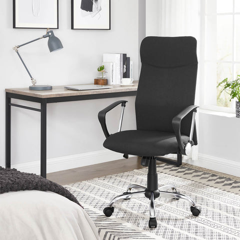 Rootz Ergonomic Office Chair - Desk Chair - Task Chair - Height Adjustable - Comfortable Seat - Rocking Function - Black - Steel Frame - Foam Padding - Polyester - Nylon Wheels - 63cm x 63cm x (110-120)cm