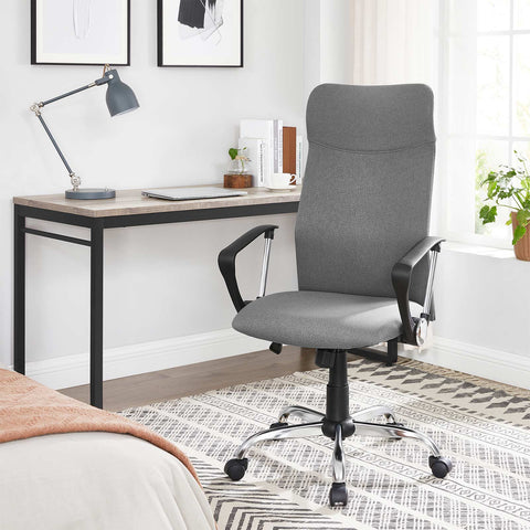 Rootz Ergonomic Office Chair - Desk Chair - Computer Chair - Height Adjustable - Comfortable Seat - Rocking Function - Gray - Steel Frame - Foam Padding - Polyester - Nylon Wheels - 63cm x 63cm x (110-120)cm