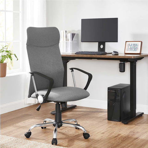 Rootz Ergonomic Office Chair - Desk Chair - Computer Chair - Height Adjustable - Comfortable Seat - Rocking Function - Gray - Steel Frame - Foam Padding - Polyester - Nylon Wheels - 63cm x 63cm x (110-120)cm