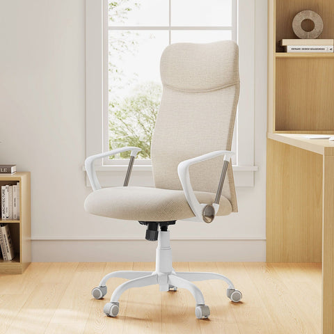 Rootz Cappuccino Beige Office Chair - Steel Frame - Foam Padding - Adjustable Height - 64cm x 64cm x (110-120)cm - Ergonomic Design