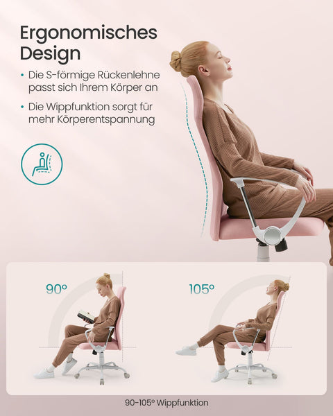 Rootz Office Chair - Desk Chair - Cushioned Seat - Supports up to 120 kg - 64cm x 64cm x 110-120cm