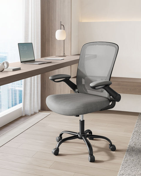 Rootz Ergonomic Dove Gray Office Chair - Swivel Chair - Adjustable Desk Chair - Plastic, Foam, Nylon, Steel - Lumbar Support - Breathable Material - 64cm x 64cm x (99-107)cm