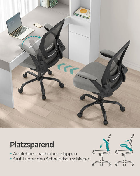 Rootz Ergonomic Dove Gray Office Chair - Swivel Chair - Adjustable Desk Chair - Plastic, Foam, Nylon, Steel - Lumbar Support - Breathable Material - 64cm x 64cm x (99-107)cm