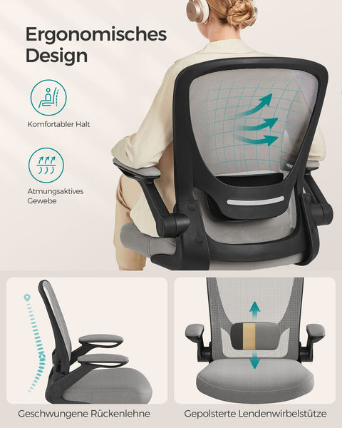 Rootz Ergonomic Dove Gray Office Chair - Swivel Chair - Adjustable Desk Chair - Plastic, Foam, Nylon, Steel - Lumbar Support - Breathable Material - 64cm x 64cm x (99-107)cm