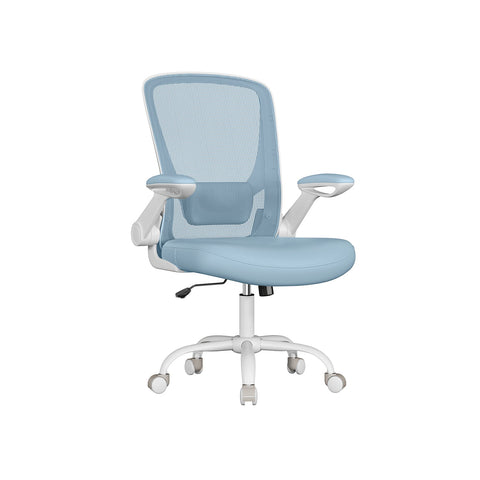 Rootz Mist Blue Ergonomic Office Chair - Desk Chair - Swivel Chair - Plastic Foam Nylon Steel - Adjustable Height - Lumbar Support - Breathable Material - 64cm x 64cm x (99-107)cm