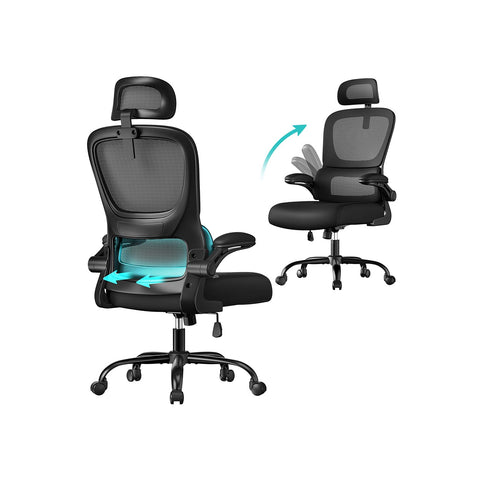 Rootz Black Swivel Chair - Office Chair - Rotating Seat - Ergonomic Comfort - 64cm x 71.5cm x (116-135)cm